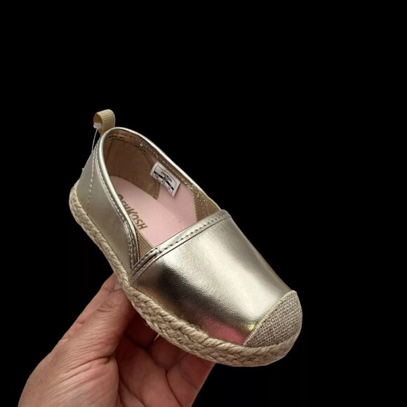 Oshkosh Toddler Girls Slip-on Casual Shoes Size 7 Gold Metallic Finish - Picture 15 of 16